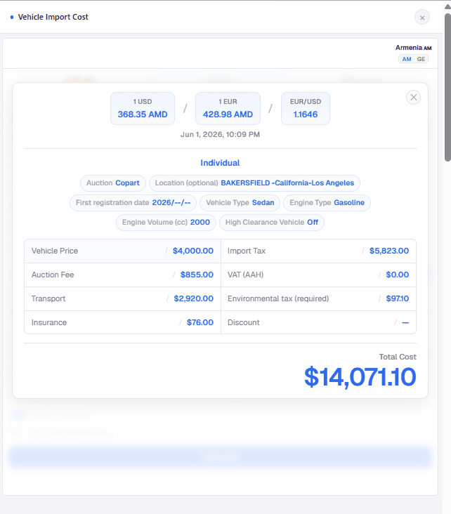 Import Calculator — Full Landed Cost Summary