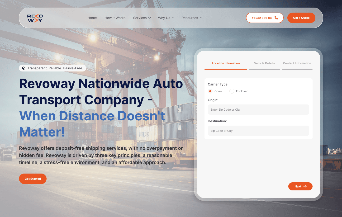 Revoway — Auto Transport Logistics Platform (Website + Quote Engine + Admin Panel) thumbnail