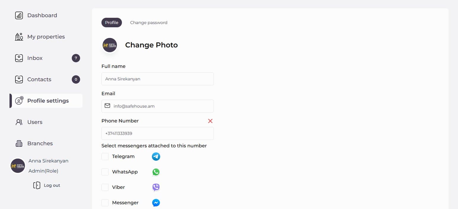 Profile settings